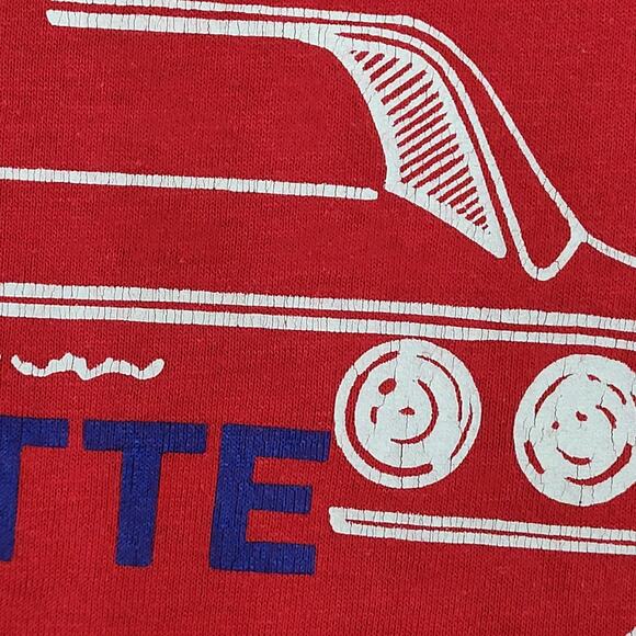 Vintage 80s Keen Vette Z06 Shirt M/L 20x27 Red Car Enthusiast - Picture 11 of 14
